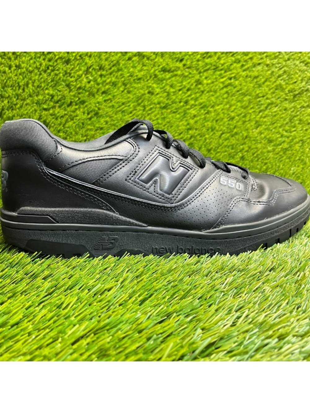 New Balance 550 Mens Size 11.5 Triple Black Athletic Leather Shoes Sneakers
